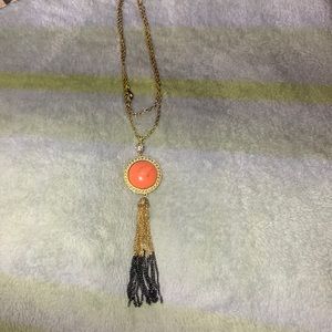 Mia Collection Gold Tassel Peach Stone Necklace